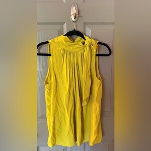 Ann Taylor: Yellow/Mustard Sleeveless Women's Top with Neck Tie/Bow